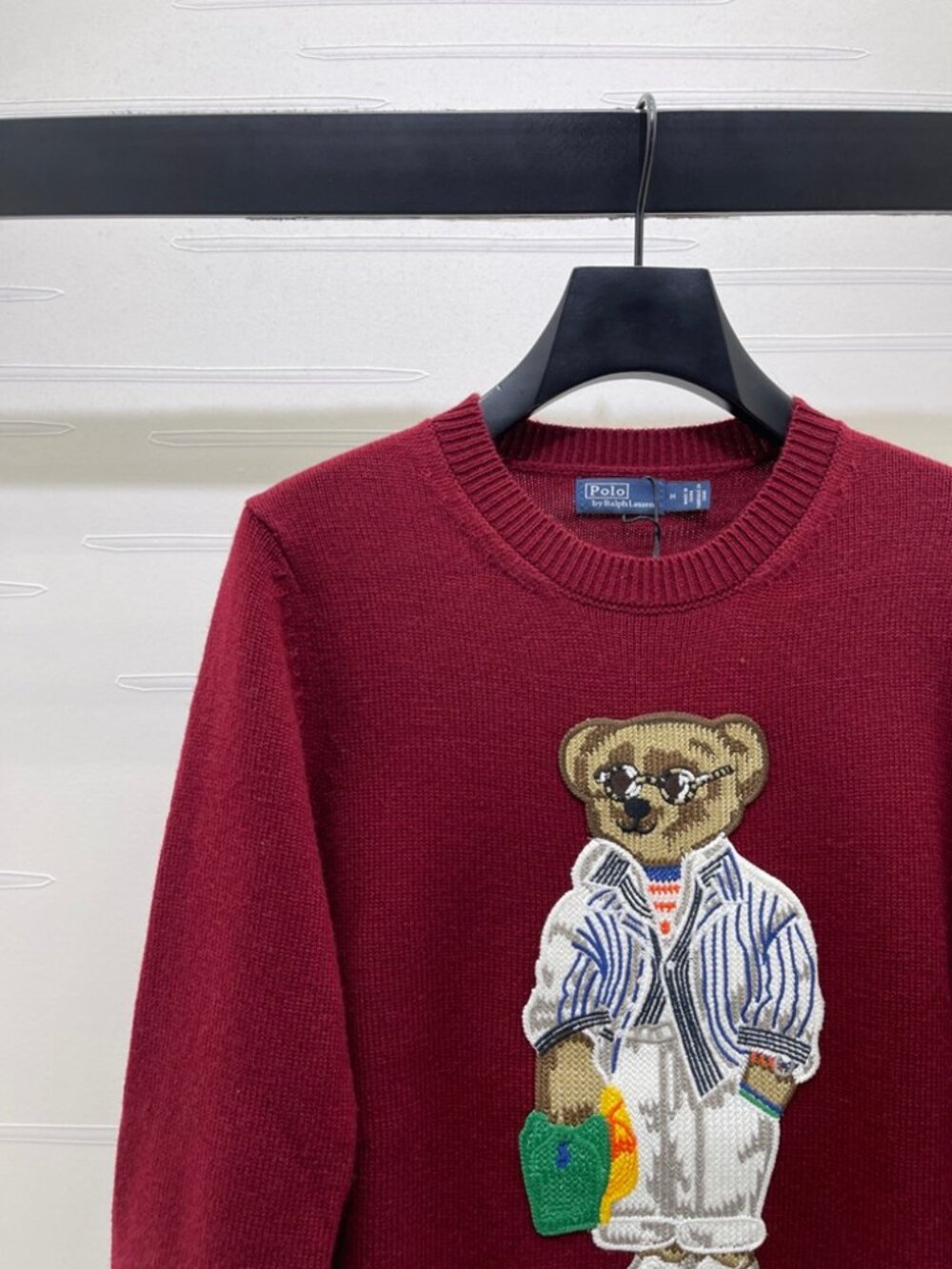 Polo Ralph Lauren Burgundy Polo Bear Crewneck Knit Sweater - Picture 3 of 7